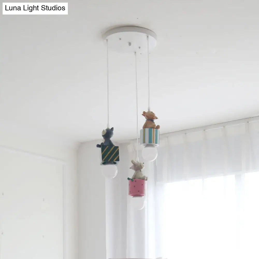 Contemporary Resin Animal Suspension Pendant Light For Dining Room Corridor And Kids