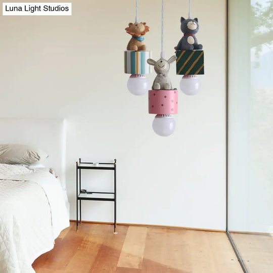 Contemporary Resin Animal Suspension Pendant Light For Dining Room Corridor And Kids