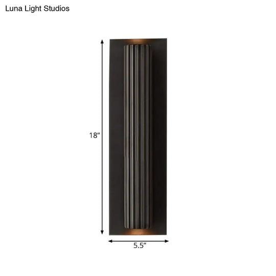 Contemporary Ribbed Wall Sconce With 2 Metallic Gold/Black Tubular Heads