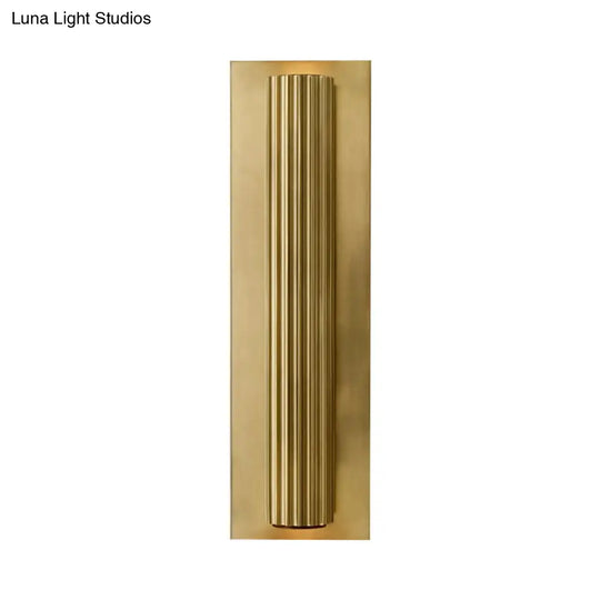 Contemporary Ribbed Wall Sconce With 2 Metallic Gold/Black Tubular Heads