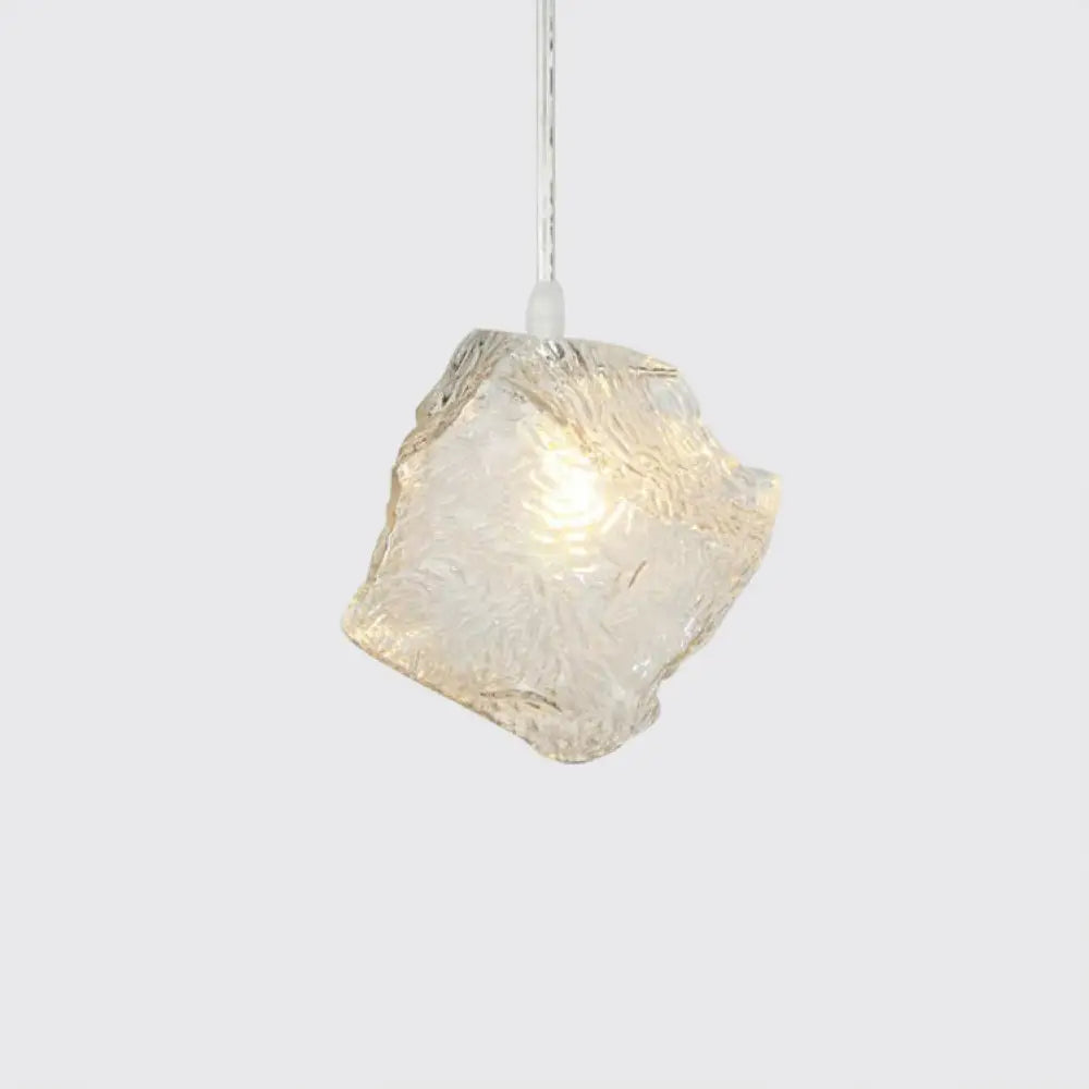 Contemporary Rock Clear Glass Cluster Pendant Light With Led White Lights - 5/6/8 Options