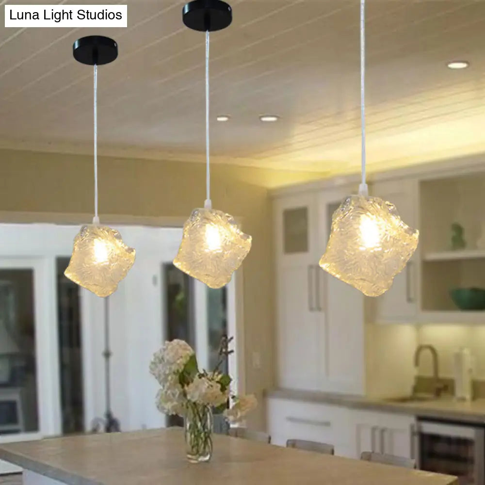 Contemporary Clear Glass Pendant Light With Led Available In 5/6/8 Lights Round/Linear Canopy