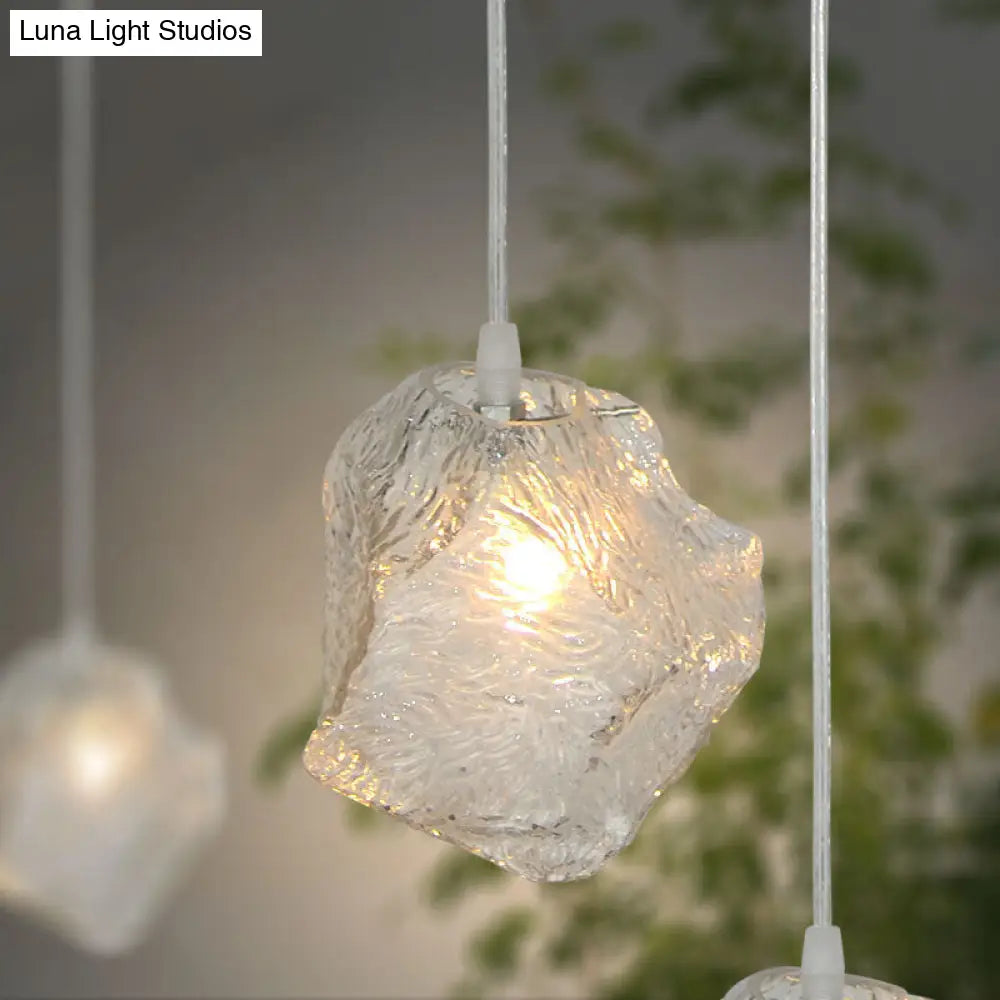 Contemporary Clear Glass Pendant Light With Led Available In 5/6/8 Lights Round/Linear Canopy