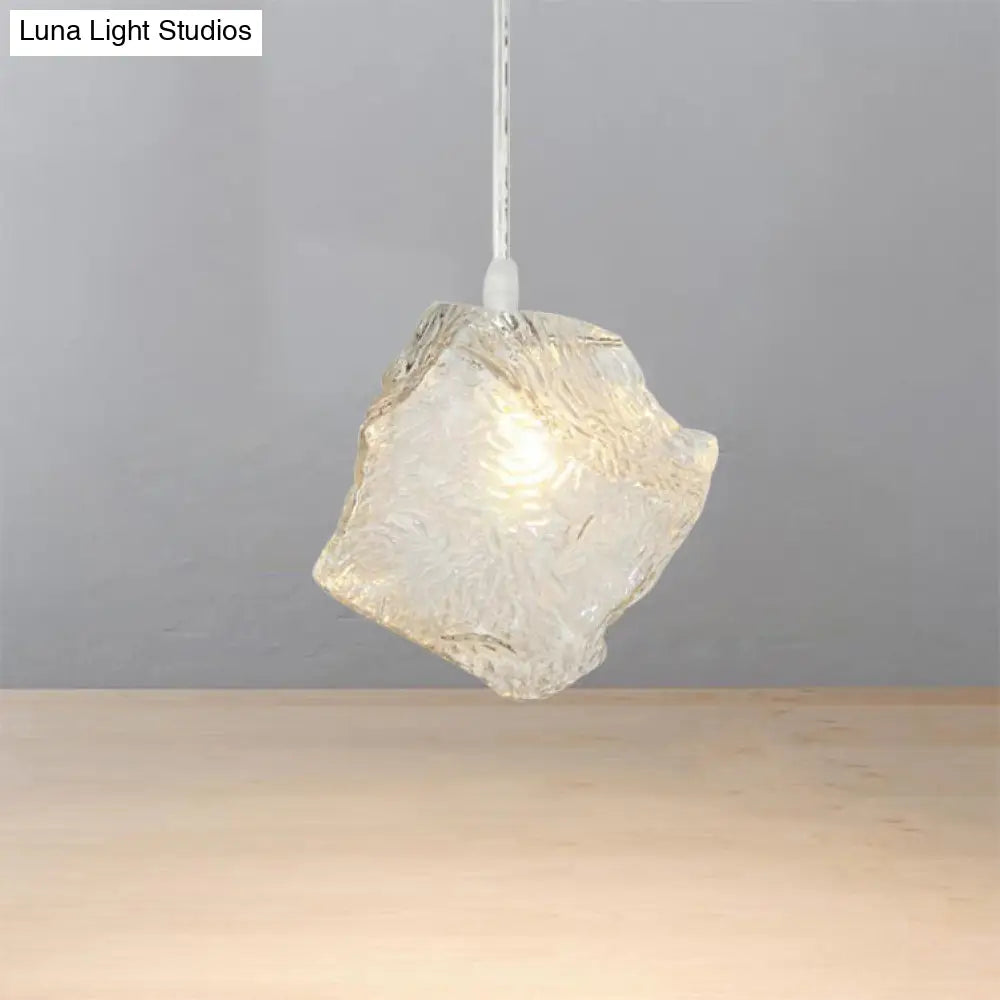 Contemporary Rock Clear Glass Cluster Pendant Light With Led White Lights - 5/6/8 Options