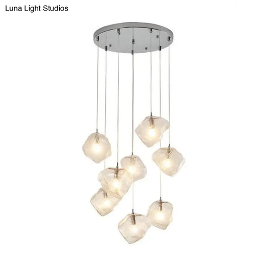 Contemporary Clear Glass Pendant Light With Led Available In 5/6/8 Lights Round/Linear Canopy