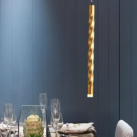 Contemporary Rope Shape Mini Pendant Lamp - Modern Metal Design With Gold Finish For Stair Kitchen