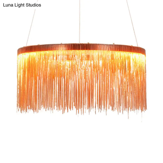 Contemporary Rose Gold Ceiling Lamp With Multi-Tiered Tassel Design - 1/2/3 Heads Chandelier Light