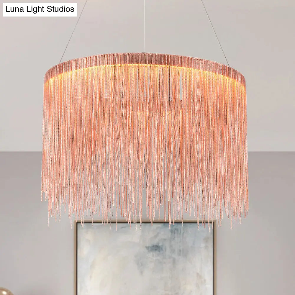 Contemporary Rose Gold Ceiling Lamp With Multi-Tiered Tassel Design - 1/2/3 Heads Chandelier Light