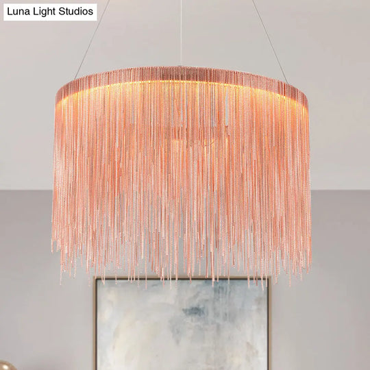 Contemporary Rose Gold Ceiling Lamp With Multi-Tiered Tassel Design - 1/2/3 Heads Chandelier Light