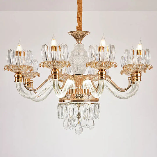 Contemporary Rose Gold Flower Crystal Pendant Chandelier For Living Room Ceiling 8 / Clear