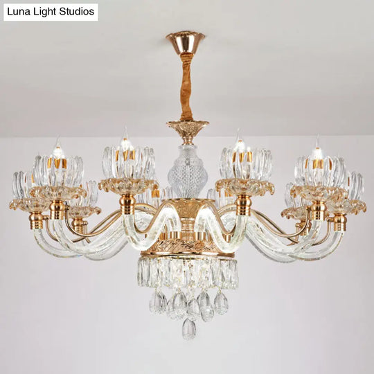 Contemporary Rose Gold Crystal Pendant Chandelier - Flower Design Ideal For Living Room Décor 10 /