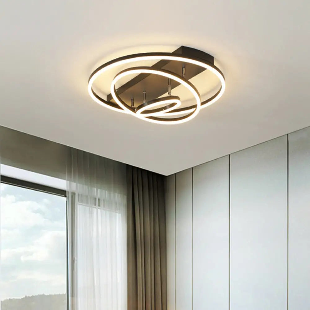 Contemporary Rotatable Led Ceiling Lamp In Black/Gold For Modern Bedrooms Black / 3 Tiers