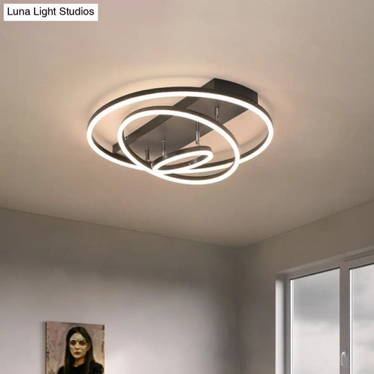 Contemporary Rotatable Led Ceiling Lamp In Black/Gold For Modern Bedrooms