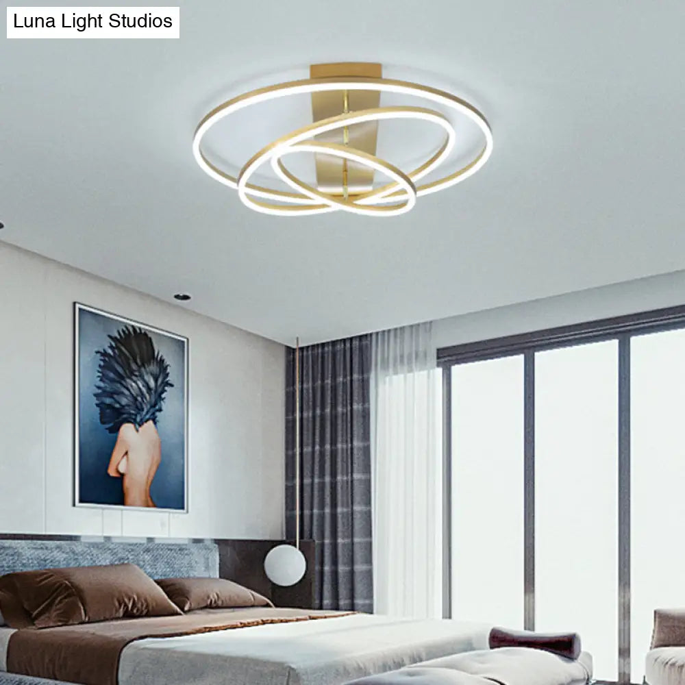 Contemporary Rotatable Led Ceiling Lamp In Black/Gold For Modern Bedrooms