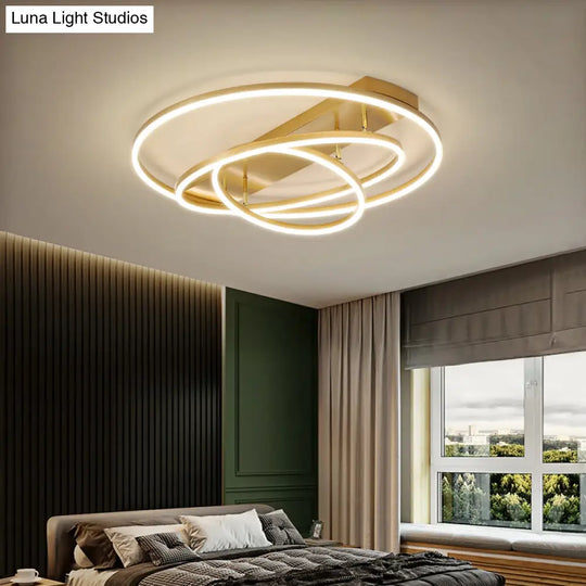 Contemporary Rotatable Led Ceiling Lamp In Black/Gold For Modern Bedrooms