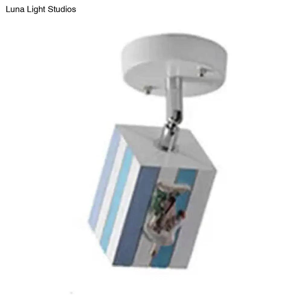 Contemporary Rotatable Rectangular Metal Gallery Ceiling Mount Spotlight With High Brightness Blue /