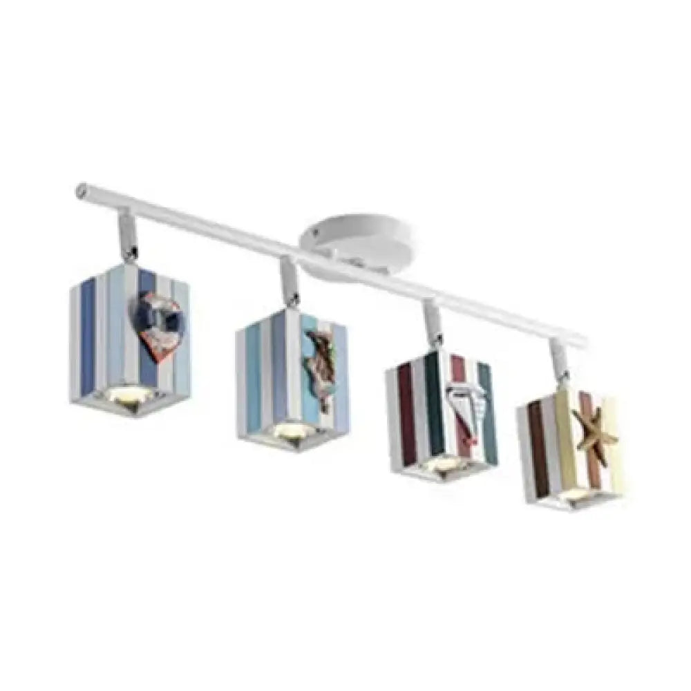 Contemporary Rotatable Rectangular Metal Gallery Ceiling Mount Spotlight With High Brightness Blue