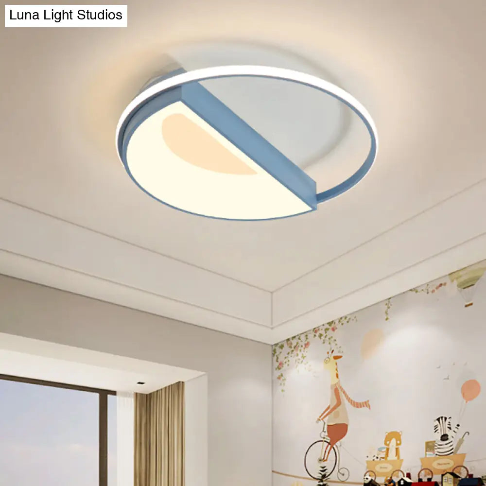 Contemporary Round Acrylic Flush Mount Lamp Led 18’/21.5’ Wide White/Pink/Blue For Bedroom In