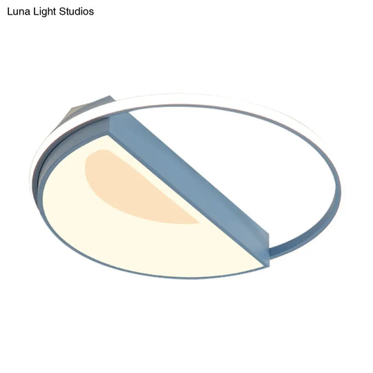 Contemporary Round Acrylic Flush Mount Lamp Led 18/21.5 Wide White/Pink/Blue For Bedroom In