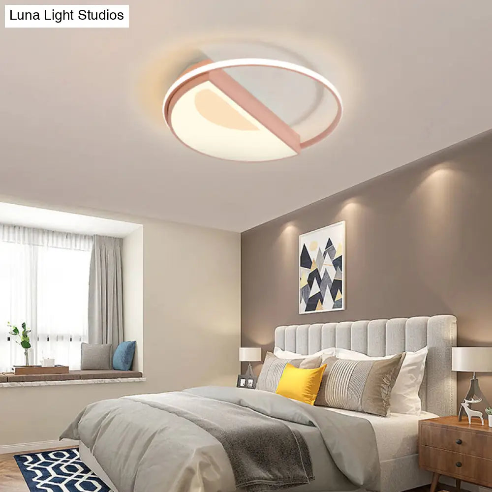 Contemporary Round Acrylic Flush Mount Lamp Led 18/21.5 Wide White/Pink/Blue For Bedroom In