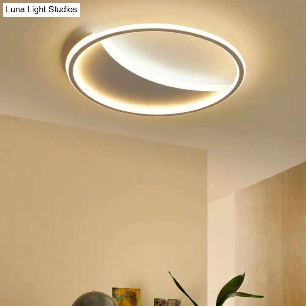 Contemporary Round Black Acrylic Led Flush Ceiling Light - Ultrathin & Stylish / Warm A