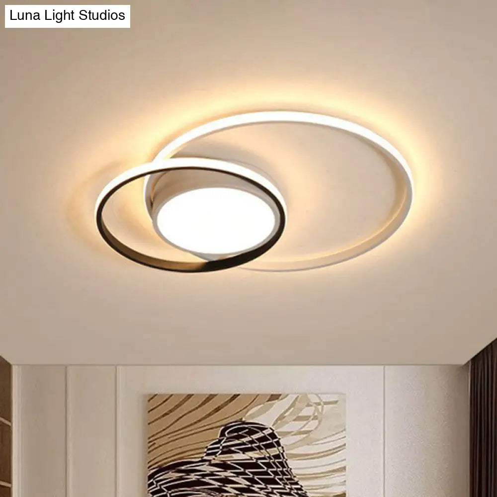 Contemporary Round Black Acrylic Led Flush Ceiling Light - Ultrathin & Stylish / White C