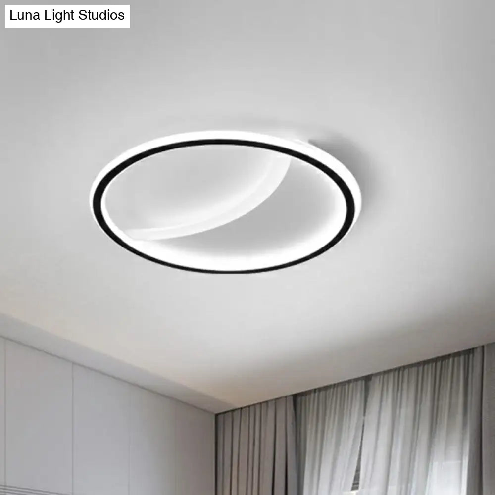 Contemporary Round Black Acrylic Led Flush Ceiling Light - Ultrathin & Stylish / White A