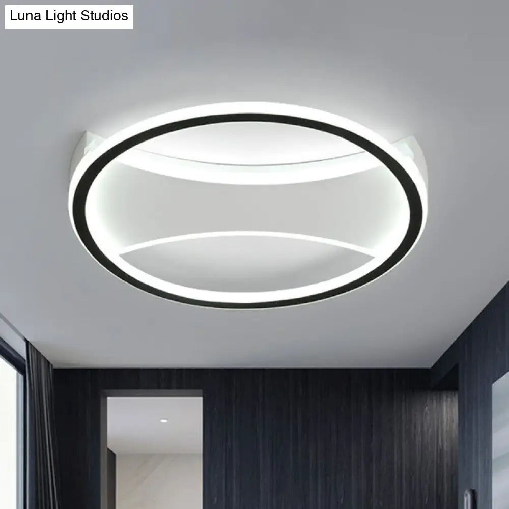 Contemporary Round Black Acrylic Led Flush Ceiling Light - Ultrathin & Stylish / White B