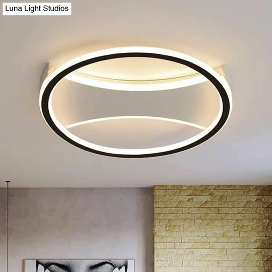 Contemporary Round Black Acrylic Led Flush Ceiling Light - Ultrathin & Stylish / Third Gear B