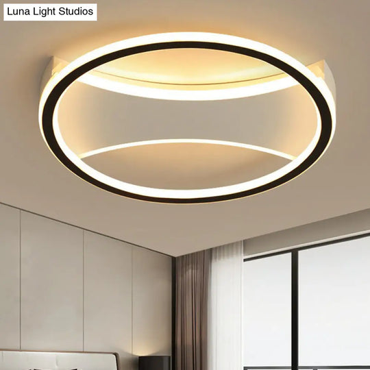 Contemporary Round Black Acrylic Led Flush Ceiling Light - Ultrathin & Stylish / Warm B