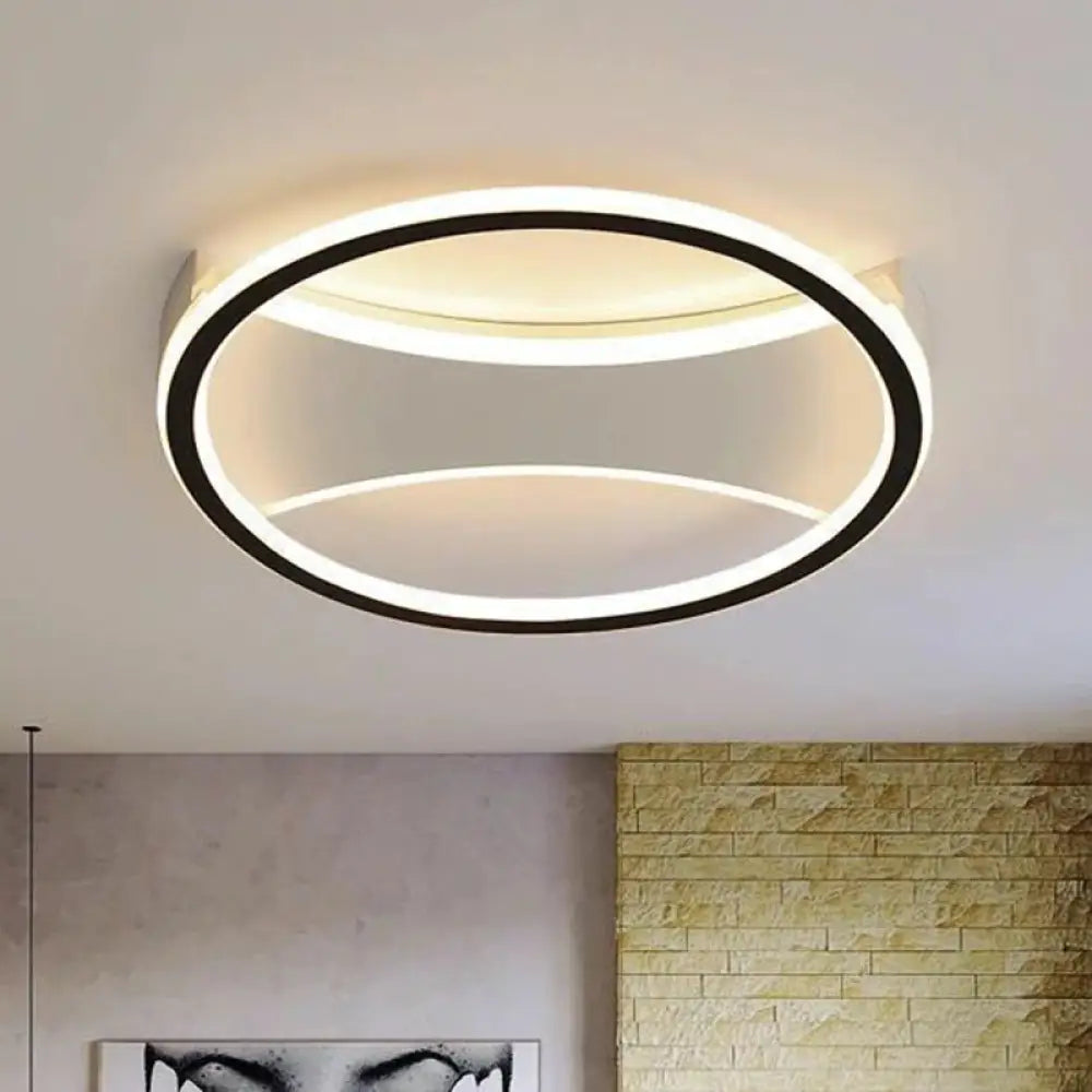 Contemporary Round Black Acrylic Led Flush Ceiling Light - Ultrathin & Stylish / Third Gear B