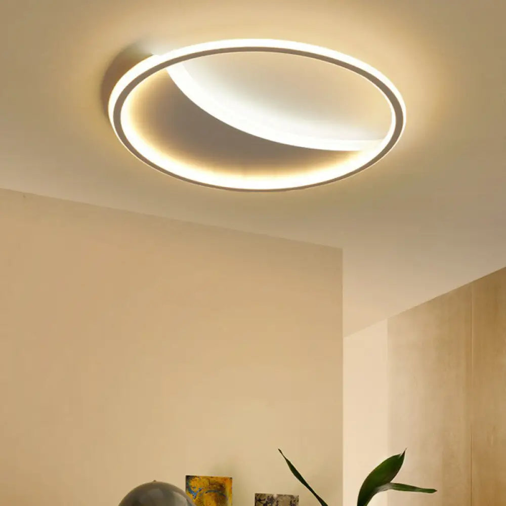 Contemporary Round Black Acrylic Led Flush Ceiling Light - Ultrathin & Stylish / Warm A