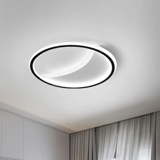 Contemporary Round Black Acrylic Led Flush Ceiling Light - Ultrathin & Stylish / White A