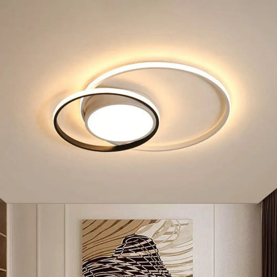 Contemporary Round Black Acrylic Led Flush Ceiling Light - Ultrathin & Stylish / White C