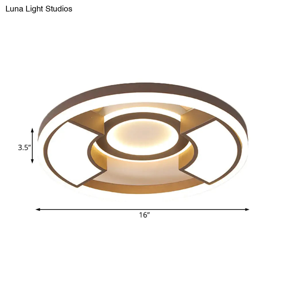 Contemporary Round Flush Mount Led Ceiling Light Fixture - 16’/19.5’ Diameter Warm/White For Bedroom