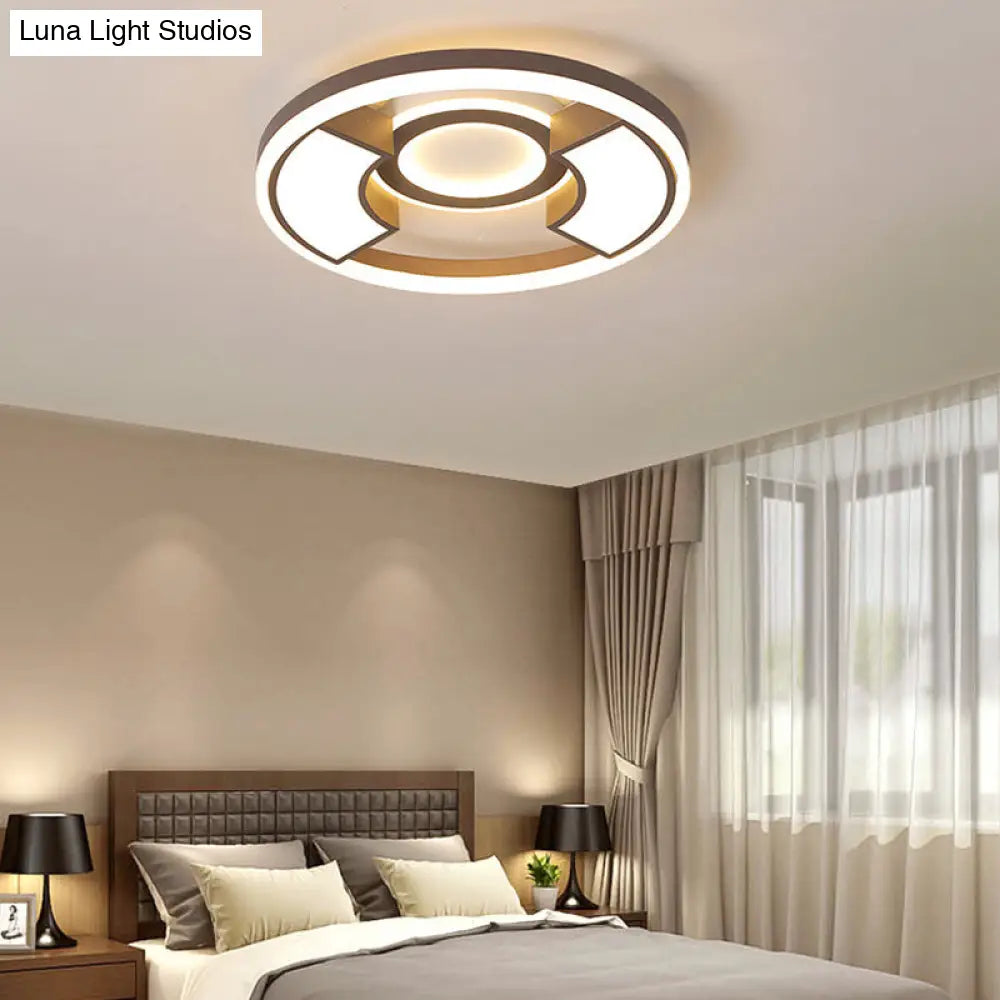 Contemporary Round Flush Mount Led Ceiling Light Fixture - 16/19.5 Diameter Warm/White For Bedroom