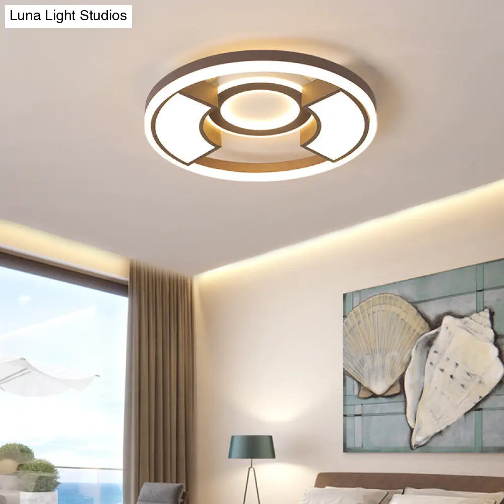 Contemporary Round Flush Mount Led Ceiling Light Fixture - 16/19.5 Diameter Warm/White For Bedroom
