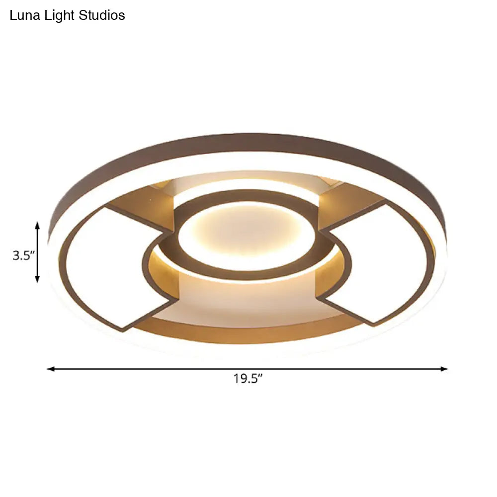 Contemporary Round Flush Mount Led Ceiling Light Fixture - 16’/19.5’ Diameter Warm/White For Bedroom