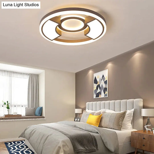 Contemporary Round Flush Mount Led Ceiling Light Fixture - 16/19.5 Diameter Warm/White For Bedroom