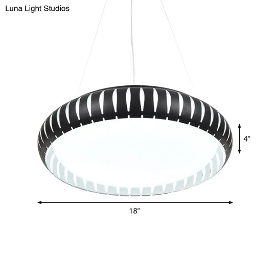 Contemporary Round Led Ceiling Pendant - Metal Gold/Black/White Warm/White/Natural Light 18’/22