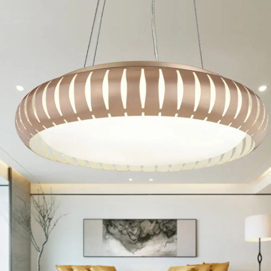 Contemporary Round Led Ceiling Pendant - Metal Gold/Black/White Warm/White/Natural Light 18’/22