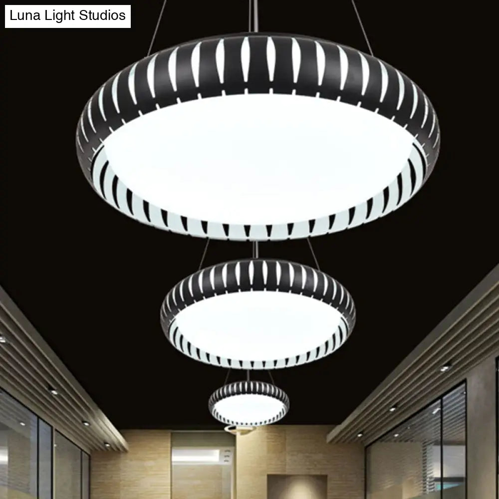 Contemporary Round Led Ceiling Pendant - Metal Gold/Black/White Warm/White/Natural Light 18’/22