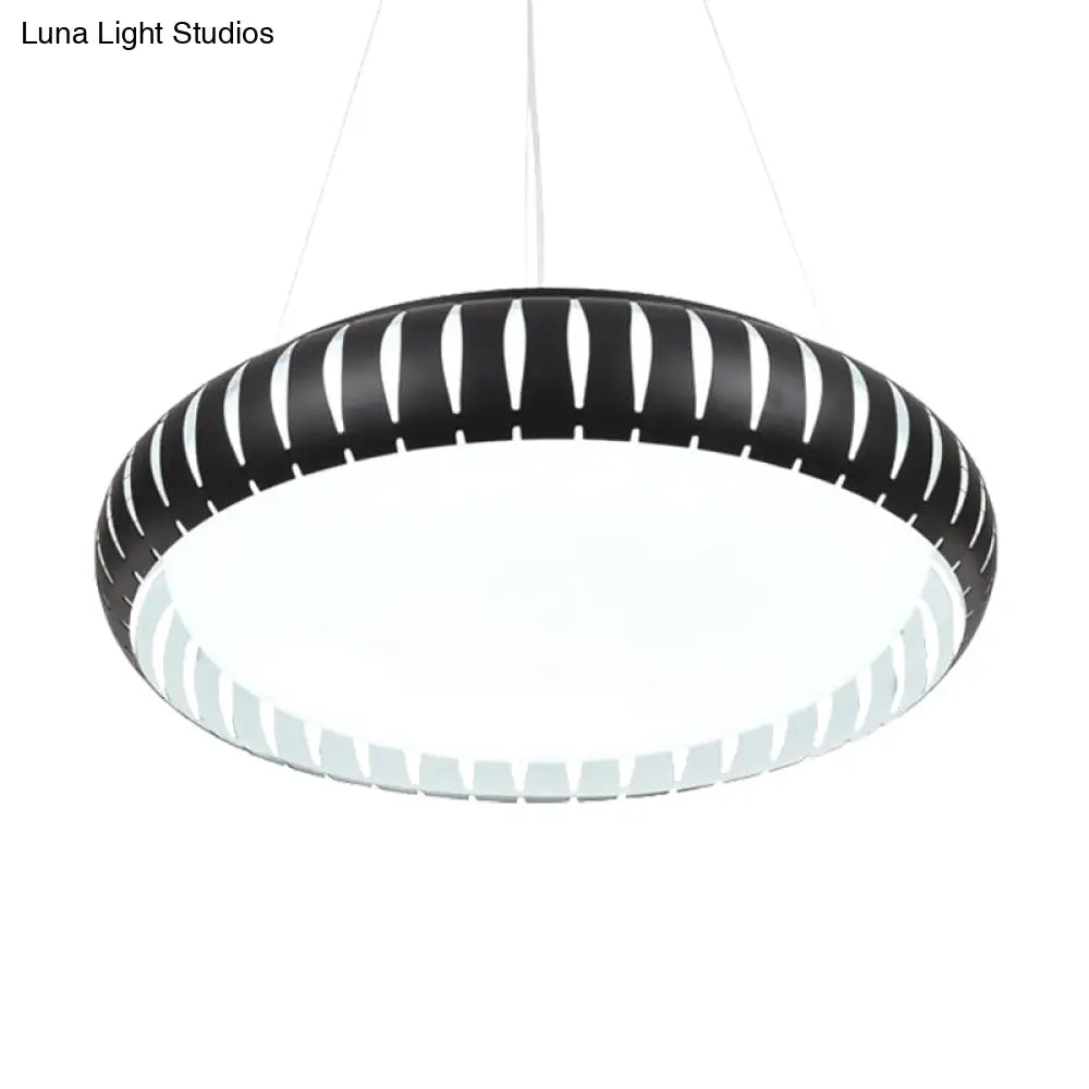 Contemporary Round Led Ceiling Pendant - Metal Gold/Black/White Warm/White/Natural Light 18’/22