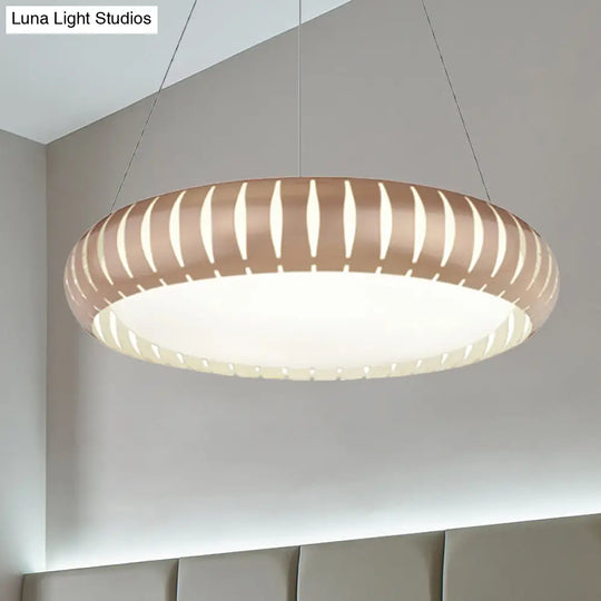 Contemporary Round Led Ceiling Pendant - Metal Gold/Black/White Warm/White/Natural Light 18’/22