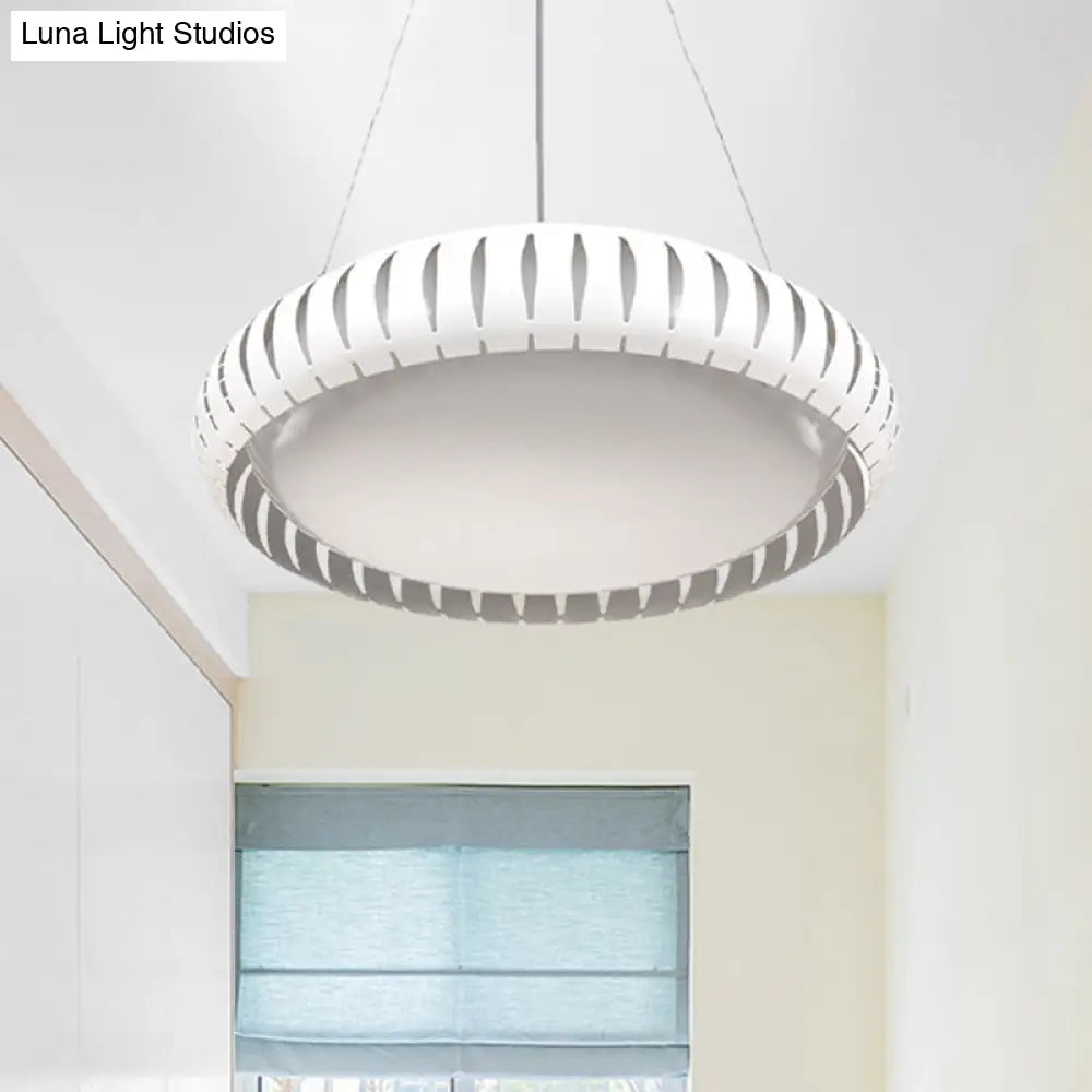 Contemporary Round Led Ceiling Pendant - Metal Gold/Black/White Warm/White/Natural Light 18’/22