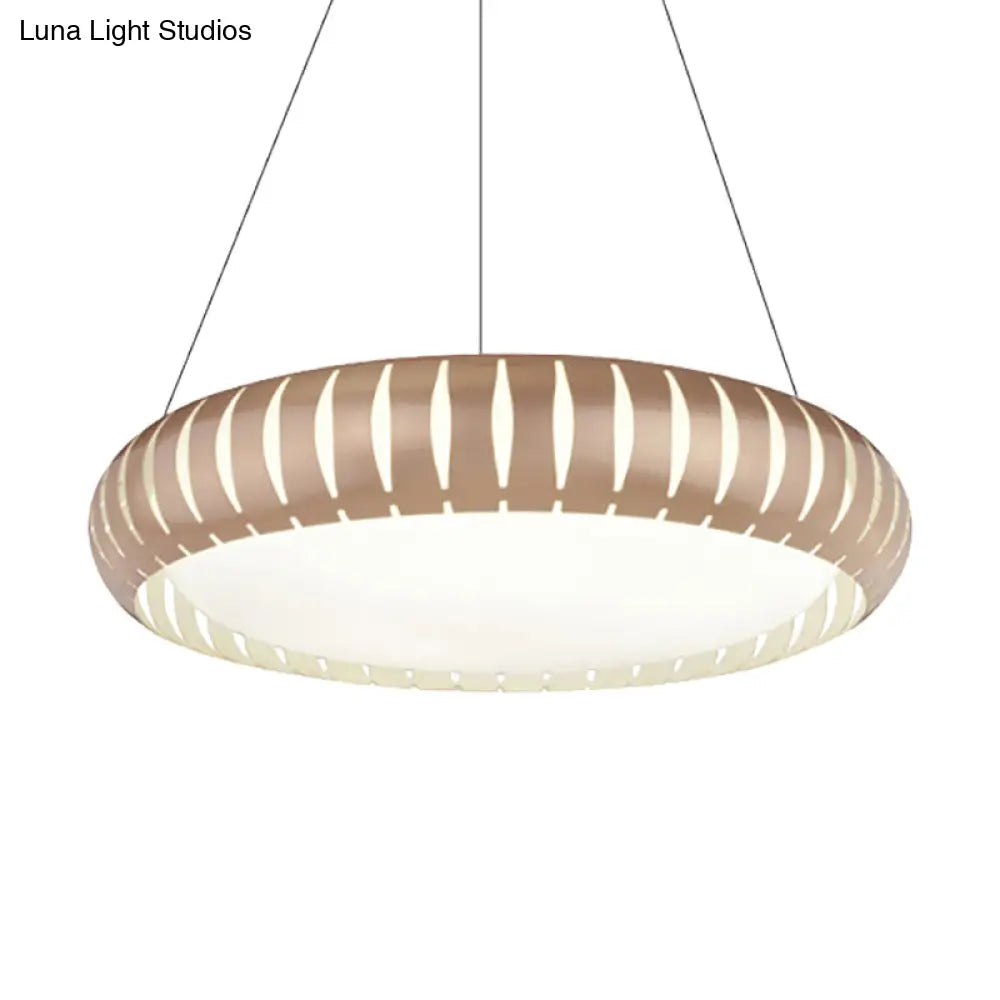 Contemporary Round Led Ceiling Pendant - Metal Gold/Black/White Warm/White/Natural Light 18’/22