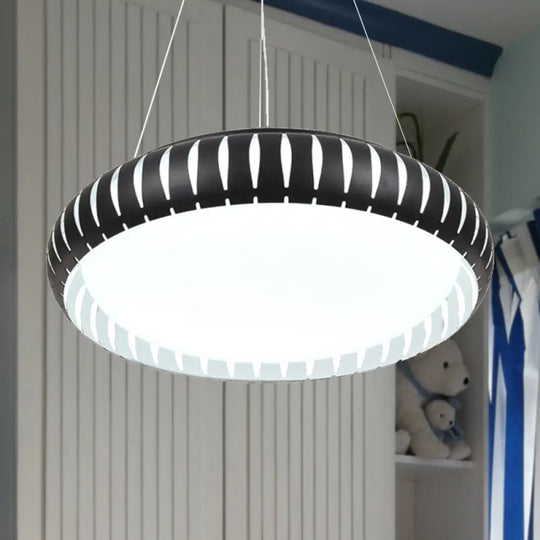 Contemporary Round Led Ceiling Pendant - Metal Gold/Black/White Warm/White/Natural Light 18’/22