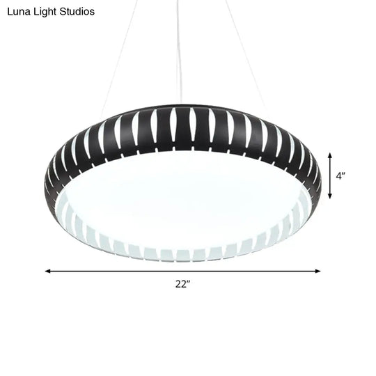 Contemporary Round Led Ceiling Pendant - Metal Gold/Black/White Warm/White/Natural Light 18’/22