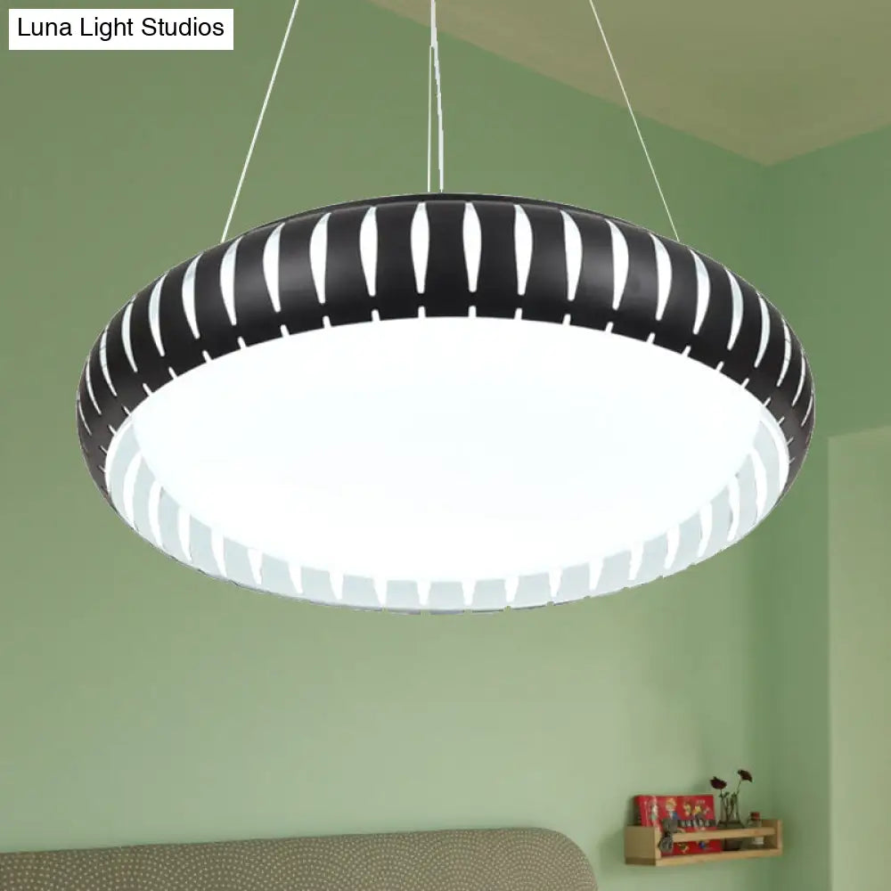 Contemporary Round Led Ceiling Pendant - Metal Gold/Black/White Warm/White/Natural Light 18’/22