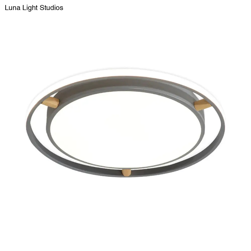 Contemporary Round Metal Bedroom Flush Mount Lighting - 16/19.5/23.5 Wide Led Ceiling Light Fixture